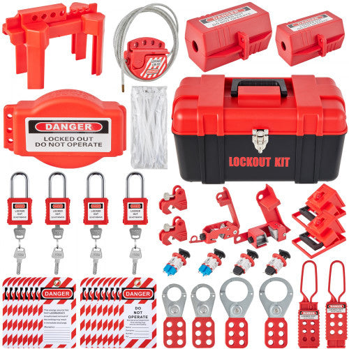 42 Pcs Lockout Tagout Kits Electrical Safety Loto Kit Includes Padlocks 5 Kinds Of Lockouts Hasps Tags Ties Box Lockout Safety Tools For Electrical Risk Removal In Industrial Machinery