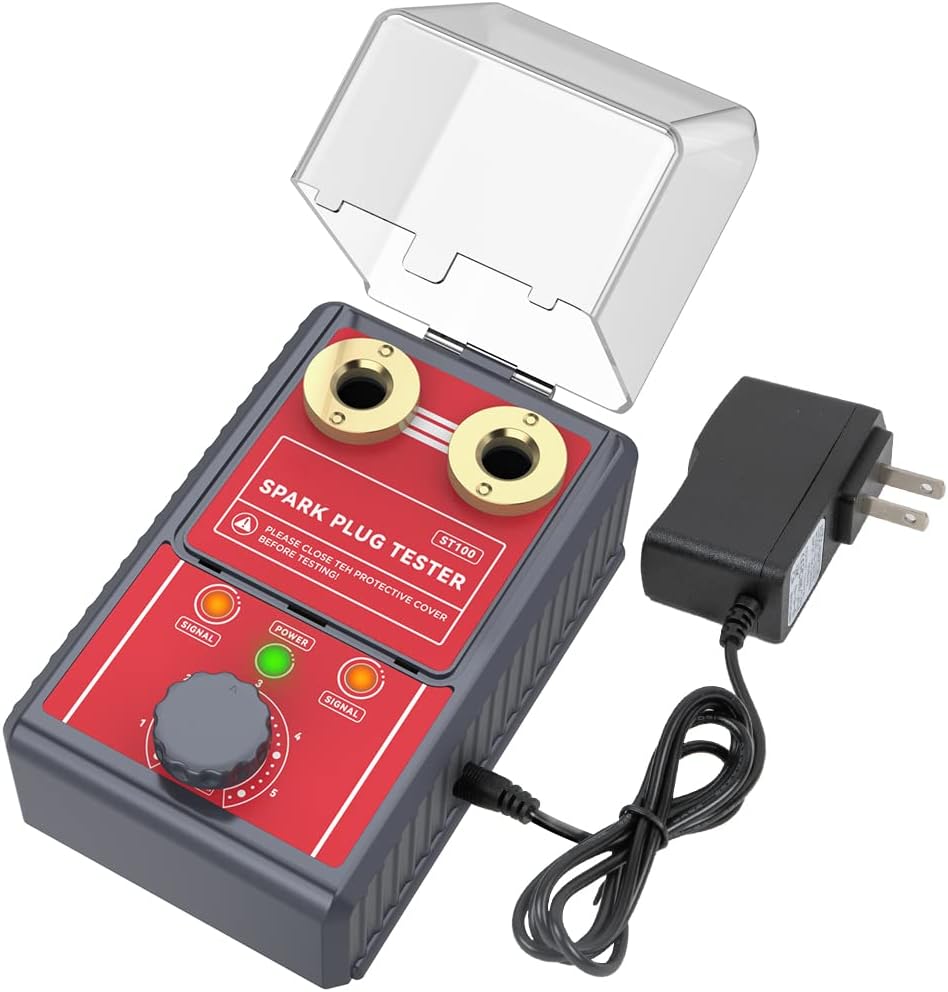 Spark Plug Tester Dual Hole Spark Tester 06000Rpm Adjustable Frequency Ignition Coil Tester With Protective Coverindicator Prompt Spark Tester Automotive For Most Spark Plug Of 12V Gasoline Vehicle