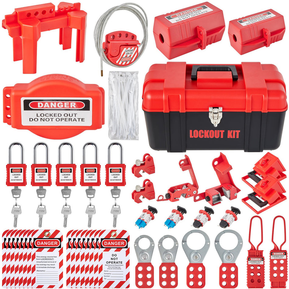 43 Pcs Lockout Tagout Kits Electrical Safety Loto Kit Includes Padlocks 5 Kinds Of Lockouts Hasps Tags Ties Box Lockout Safety Tools For Electrical Risk Removal In Industrial Machinery