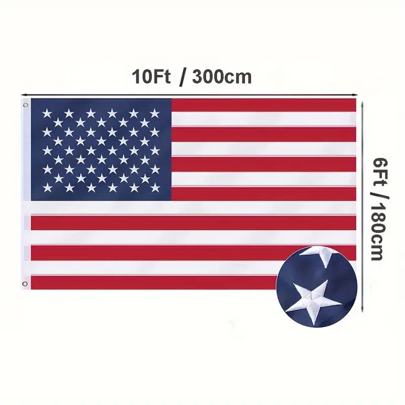 1Pc Tear Proof 6X10 Ft American Flag Build To Long Lasting Fade Resistant Spun Polyester High Wind Us Outdoor Flags Embroidered Stars Sewn Stripes Brass Grommet