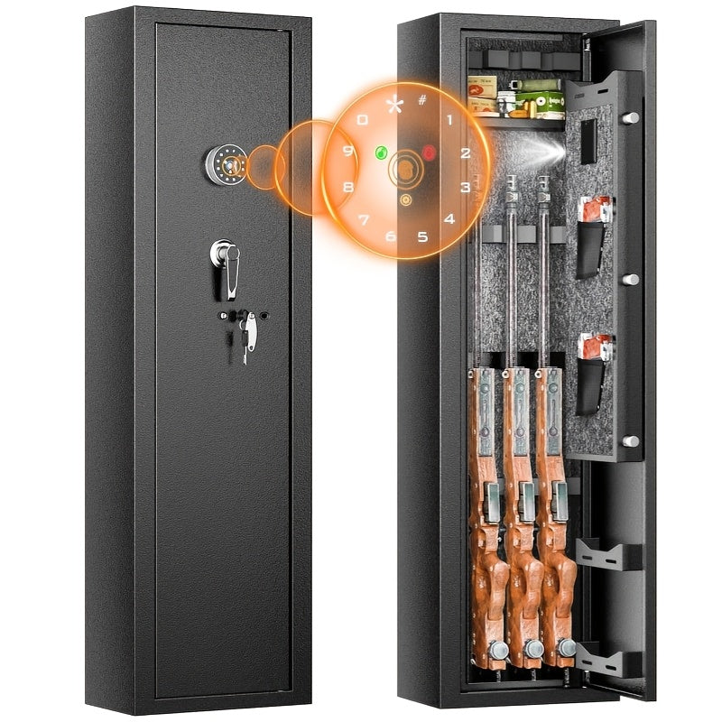 2 Gun Safe With Digital Keypad Quick Access Gun Cabinets Metal Storage Cabinet With Fingerprint Lock Adjustable Racks And Handgun Pocket Hidden Security For Home Office