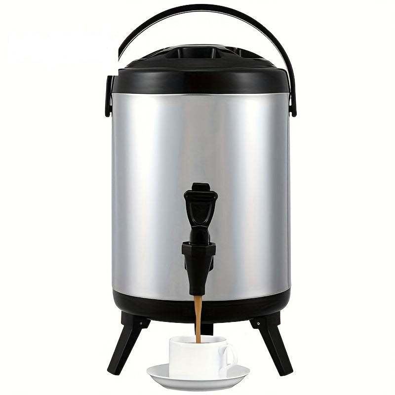 Stainless Steel Insulated Beverage Dispenser 2 Gallon 76 Liter Thermal Hot And Cold Drink Server Dispenser With Spigot Handle Food Grade For Hot Tea Coffee Water Restaurant Drink Shop