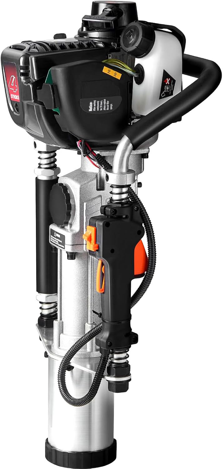 3777Cc Gas Powered T Post Driver 4 Stroke Engine Gasoline Fence Piling Pounder With 3 Post Driving Head455588 Mm 1000W Portable Piledriver For Farm Ranch Fencing Road Improvements