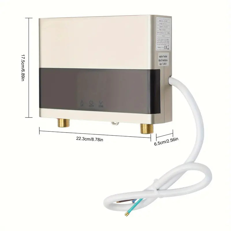 110V 4000W Small Kitchen Treasure Water Heater Horizontal Inlet And Outlet At The Bottom   Golden Color