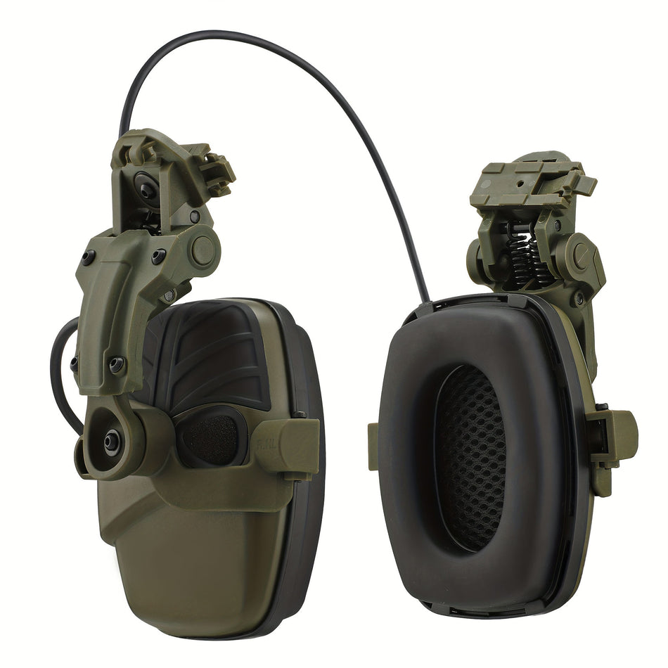Tactical Shooting Earmuffs Helmet Mounted Electronic Sound Pickup Active Noise Reduction Hearing Protection No Battery Required Green