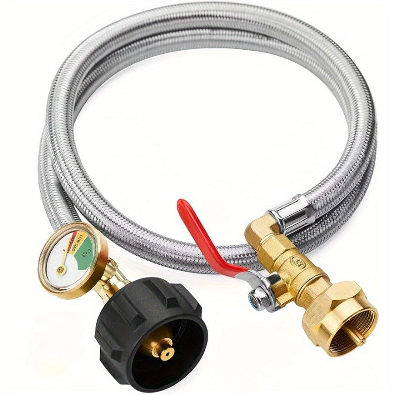 1Pc 3Ft Stainless Steel Propane Refill Adapter Hose   Easy Fill 1 Pound Bottles From 20Lb Tank With Accurate Gauge And Onoff Control Valve   Perfect For Kitchen Bbq And Grill Accessories