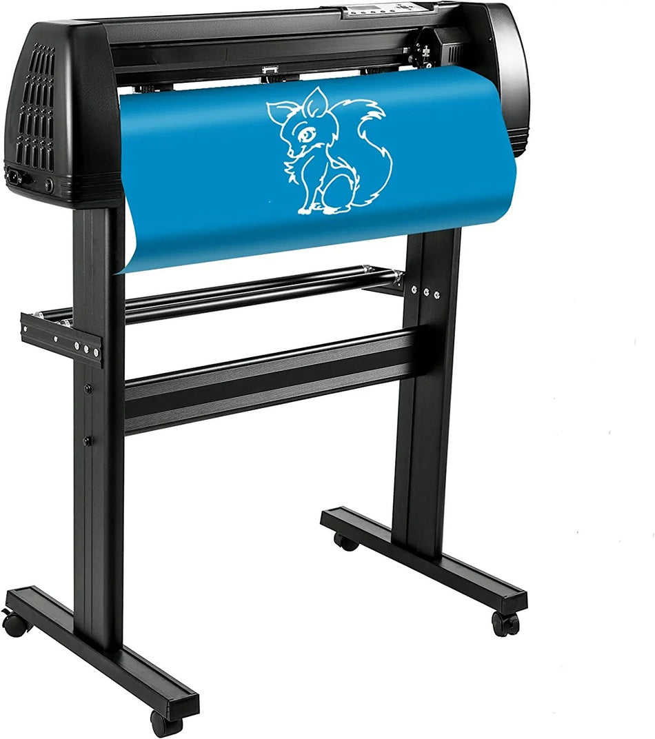 Vinyl Cutter Machine 34 Inch Paper Feed Cutting Plotter Bundle Adjustable Force Speed Vinyl Printer Lcd Display Windows Compatible Sign Making Kit With Signmaster Software Supplies 3 Blades