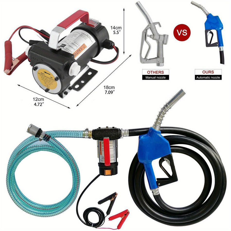 12V Dc Commercial Electric Fuel Transfer Pump   Diesel Kerosene Oil Auto   W Nozzle