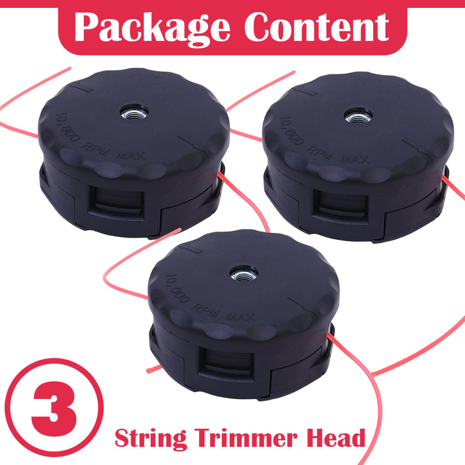 3Pcs Echo Compatible Durable Nylon Strimmer Heads   Easy Install Solid Black Weed Grass Trimmer Heads With M10125 Bolt   Compatible With Speed Feed 400 Srm 225 Srm 230 Srm 210 Models