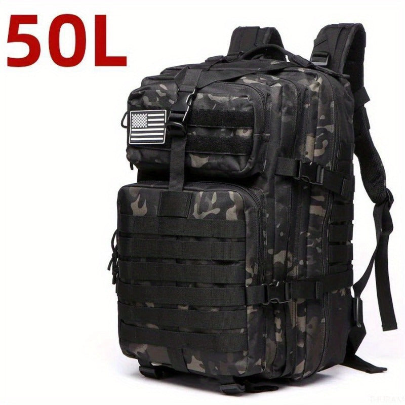 Spacious Waterproof 1000D Nylon Backpack   Tactical Outdoor Rucksack For Camping Hiking Trekking Fishing Casual Style Hand Washable Mens Fashion Available In 1321Gal Size Hiking Backpack Camo Black