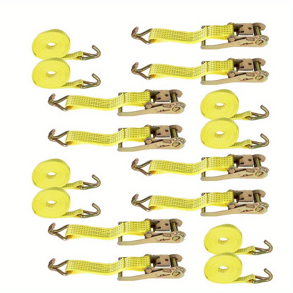 8 Pcs 2X15 5000 Lbs Ratchet Straps With J Hook Heavy Duty Tie Downs