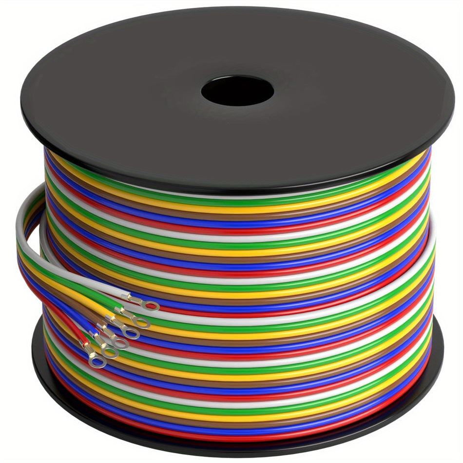 Trailer Wiring Harness 100Foot 6 Way Trailer Wire Kit 6 Wire Cca Trailer Light Wire 14 Gauge Cca Trailer Wiring Kit Boat Trailer Wire Red Blue Green Yellow Brown White