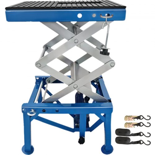 300Lbs Motorcycle Jack Hydraulic Motorcycle Scissor Jack Portable Lift Table Adjustable Motorcycle Lift Jack Blue Motorcycle Lift Stand