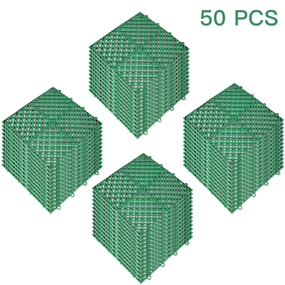 Tiles Interlocking 50 Pcs Green Drainage Tiles 12X12X05 Inches Deck Tiles Outdoor Floor Tiles Outdoor Interlocking Tiles Deck Flooring For Pool Shower Bathroom Deck Patio Garage