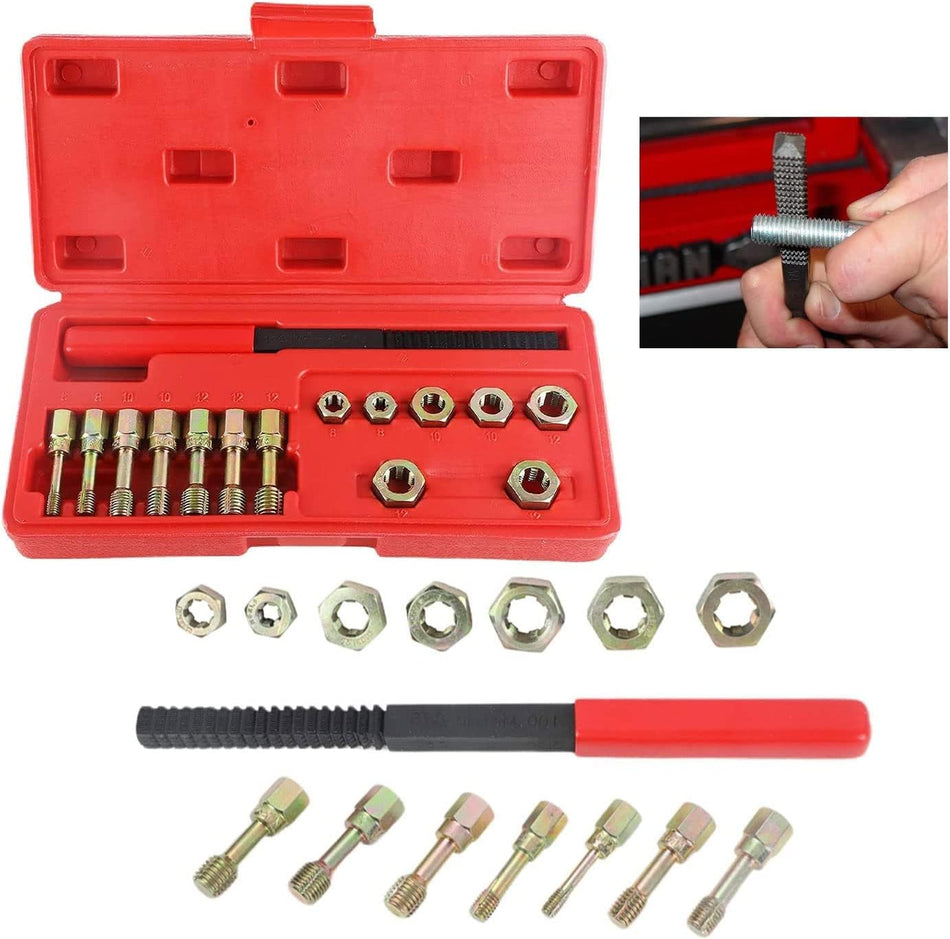 15Pcs Metric Thread Chaser Set Thread Repair Kit With 7 Taps Thread Chaser Set Universal Metric Thread Restorer Kit With 7 Dies And 1 Thread File Rethreading Kit Universal Rethreading Tool