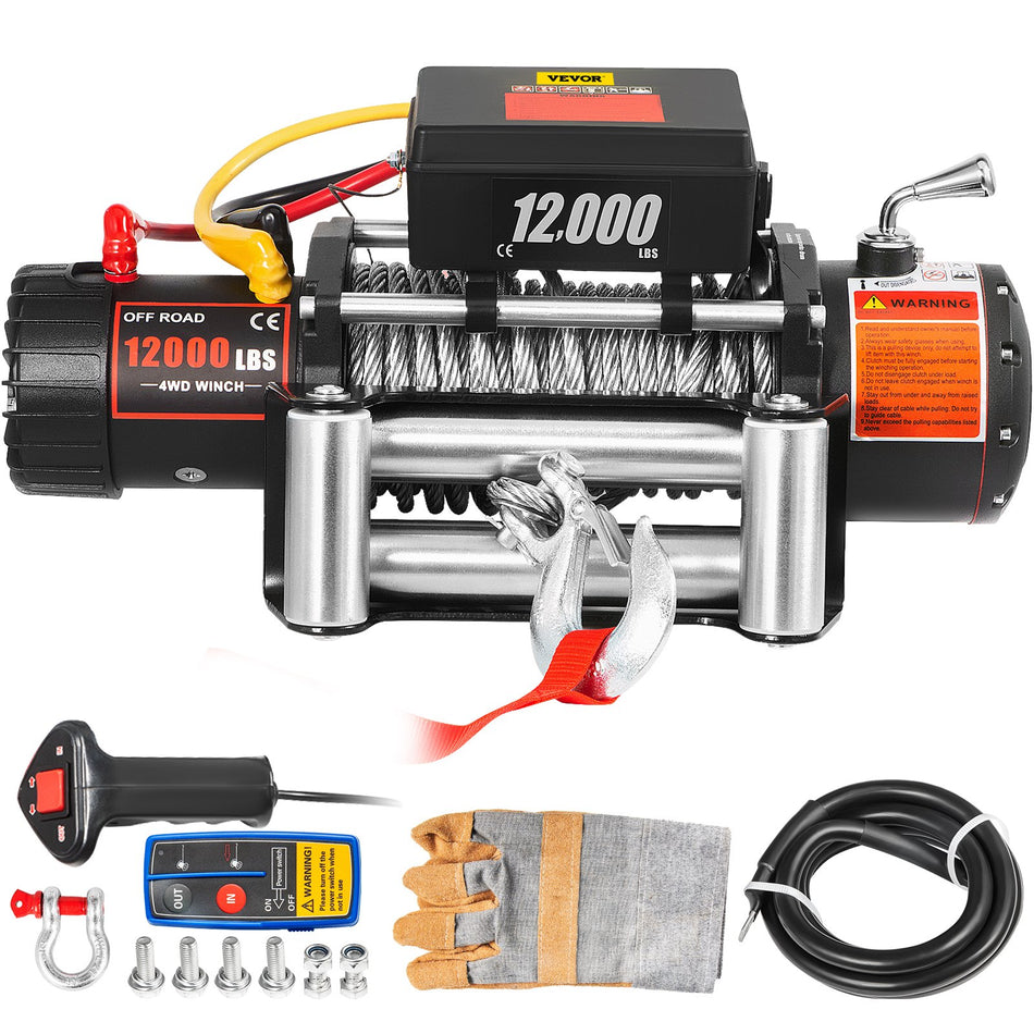 Truck Winch 12000Lbs Electric Winch 85Ft26M Steel Cable 12V Power Winch Jeep Winch With Wireless Remote Control And Powerful Motor For Utv Atv Jeep Truck And Wrangler In Car Lift