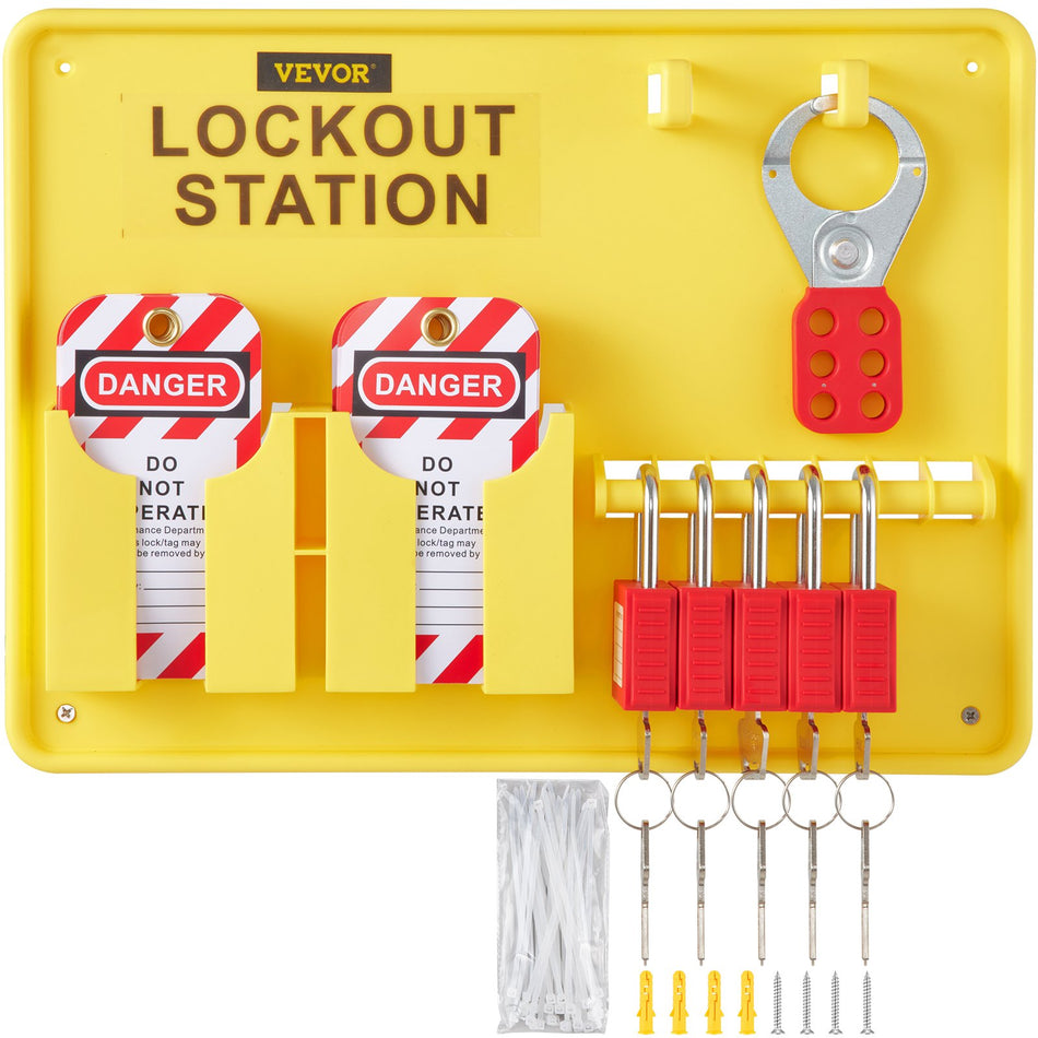 26 Pcs Lockout Tagout Kits Electrical Safety Loto Kit Includes Padlocks Lockout Station Hasp Tags Zip Ties Lockout Tagout Safety Tools For Industrial Electric Power Machinery