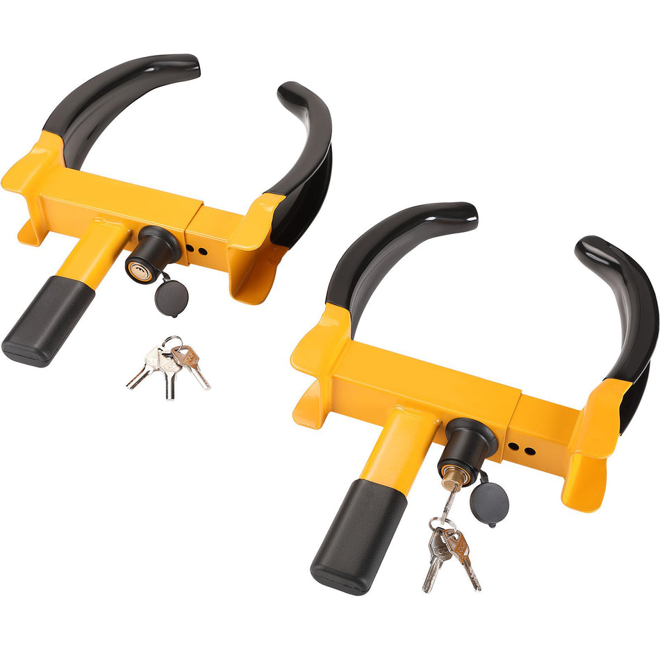 Wheel Lock 2 Packs Universal Wheel Clamp Lock Adjustable Anti Theft Trailer Lock Wheel Clamp Heavy Duty Steel Tire Lock For Atv Suv Car Golf Cart Boats Motorcycles With 6 Keys