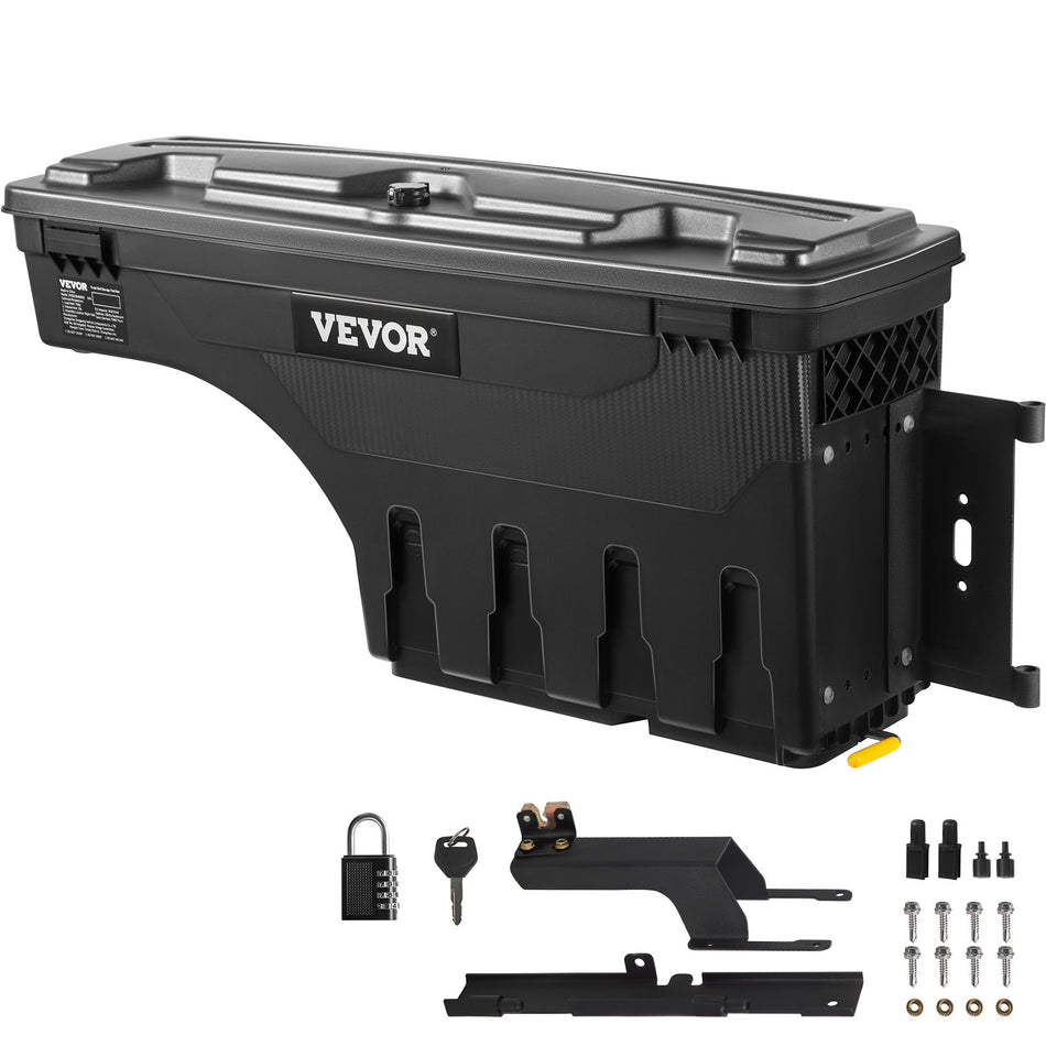 Truck Bed Storage Box Lockable Lid Waterproof Abs Wheel Well Tool Box 66 Gal20 L With Password Padlock Compatible With Super Duty 2017 2021 Passenger Side Black