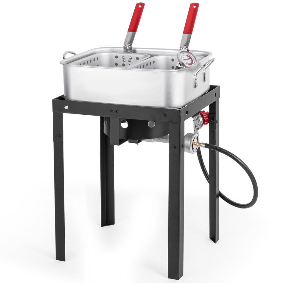 58000 Btu 18 Qt Outdoor Deep Fryer 2 Inner Baskets Fish Fryer For Frying Fish Chicken Wings French Fries
