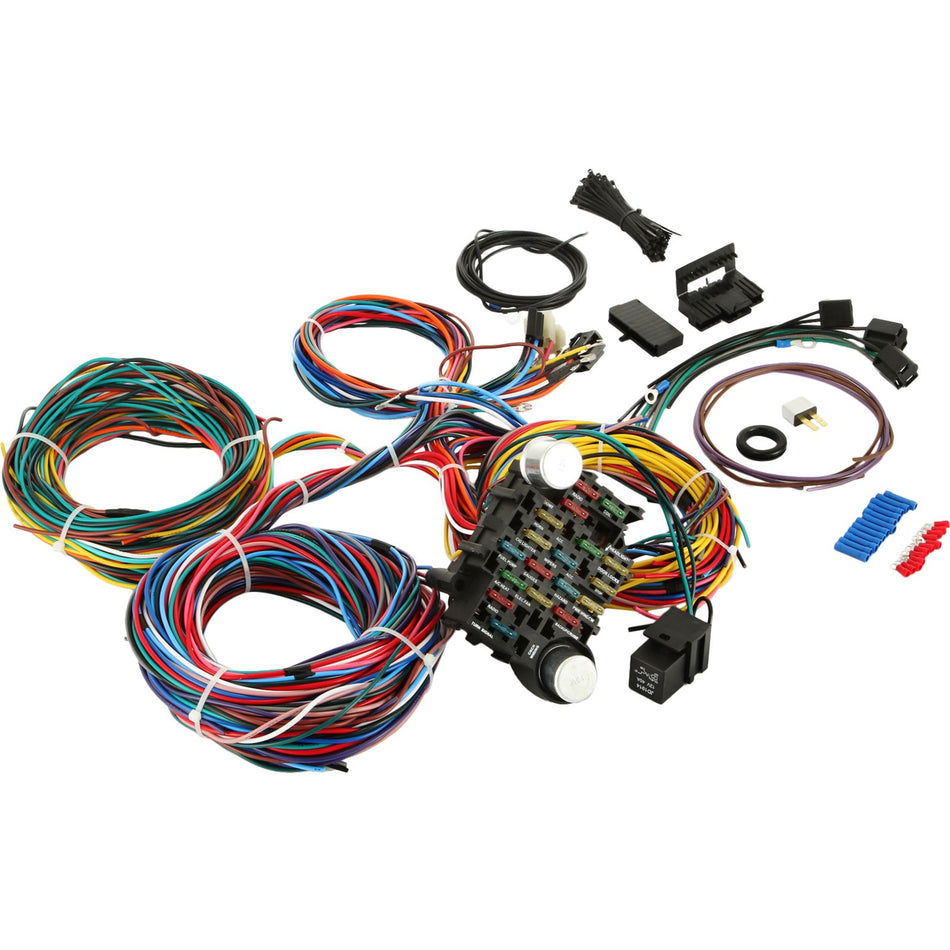21 Circuit Wiring Harness Kit Long Wires Wiring Harness 21 Standard Color Wiring Harness Kit With 21 Circuits 17 Fuses For Chevy Mopar Hotrods Ford Chrysler Universal