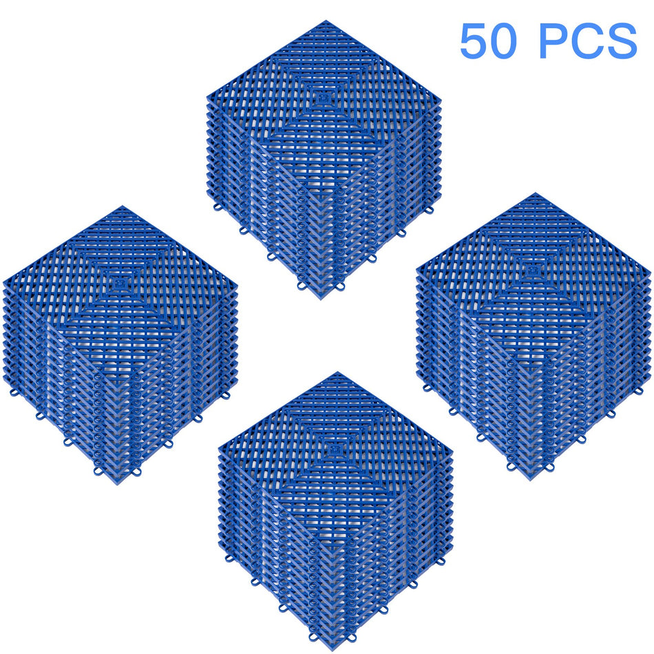 Tiles Interlocking 50 Pcs Blue Drainage Tiles 12X12X05 Inches Deck Tiles Outdoor Floor Tiles Outdoor Interlocking Tiles Deck Flooring For Pool Shower Bathroom Deck Patio Garage