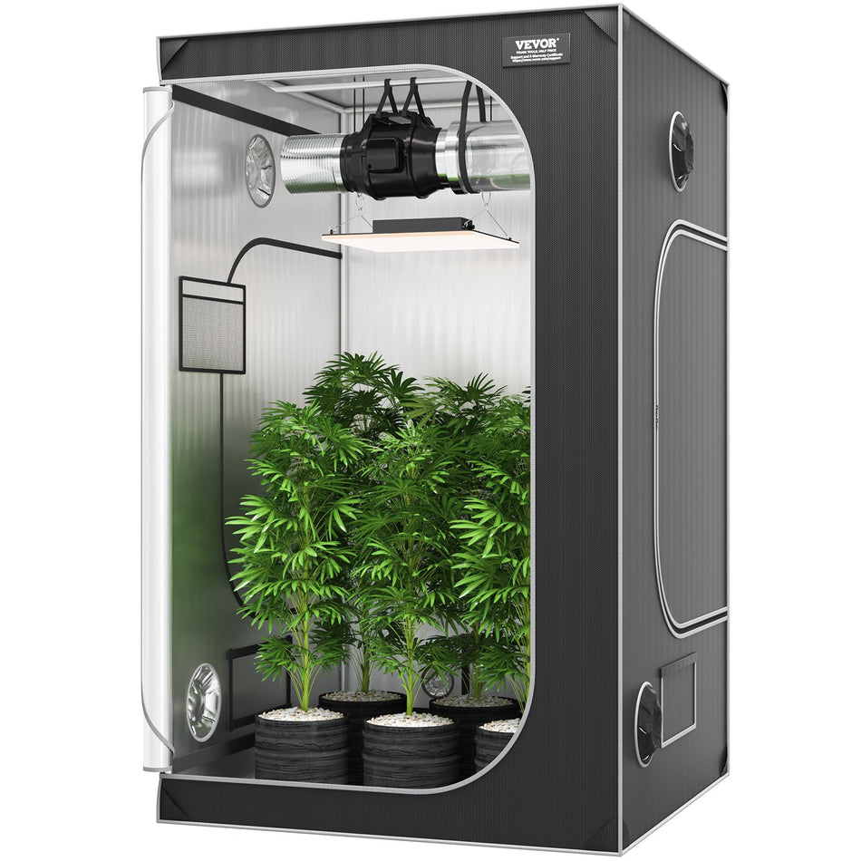 4X4 Grow Tent 48 X 48 X 80 High Reflective 2000D Mylar Hydroponic Growing Tent With Observation Window Tool Bag And Floor Tray For Indoor Plants Growing