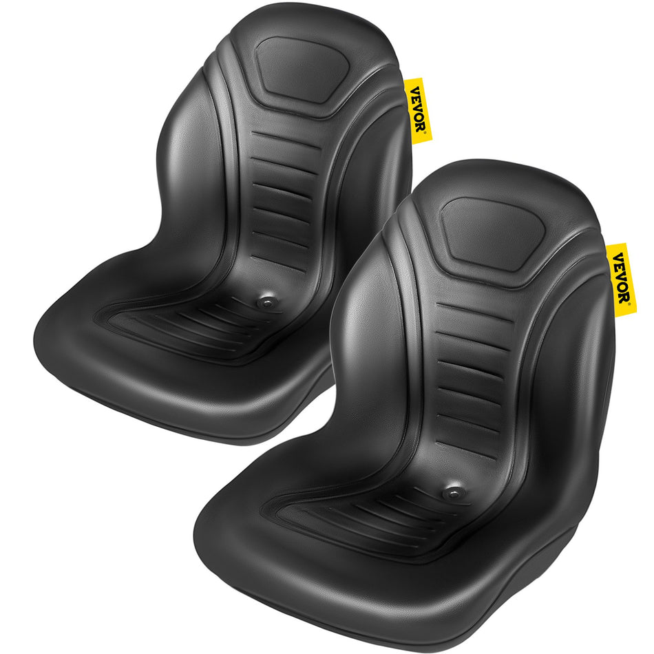 Universal Tractor Seat Replacement 2 Pack Compact High Back Mower Seat Pair Black Vinyl Forklift Seat Central Drain Hole Skid Steer Seat With Mounting Bolt Patterns
