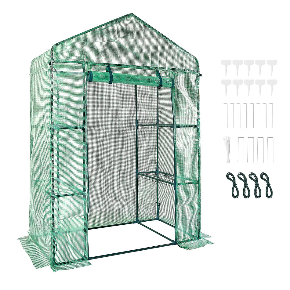 Walk In Green House 46 X 24 X 67 Ft Greenhouse With Shelves Set Up In Minutes High Strength Pe Cover With Doors Windows And Steel Frame Suitable For Planting And Storage Green