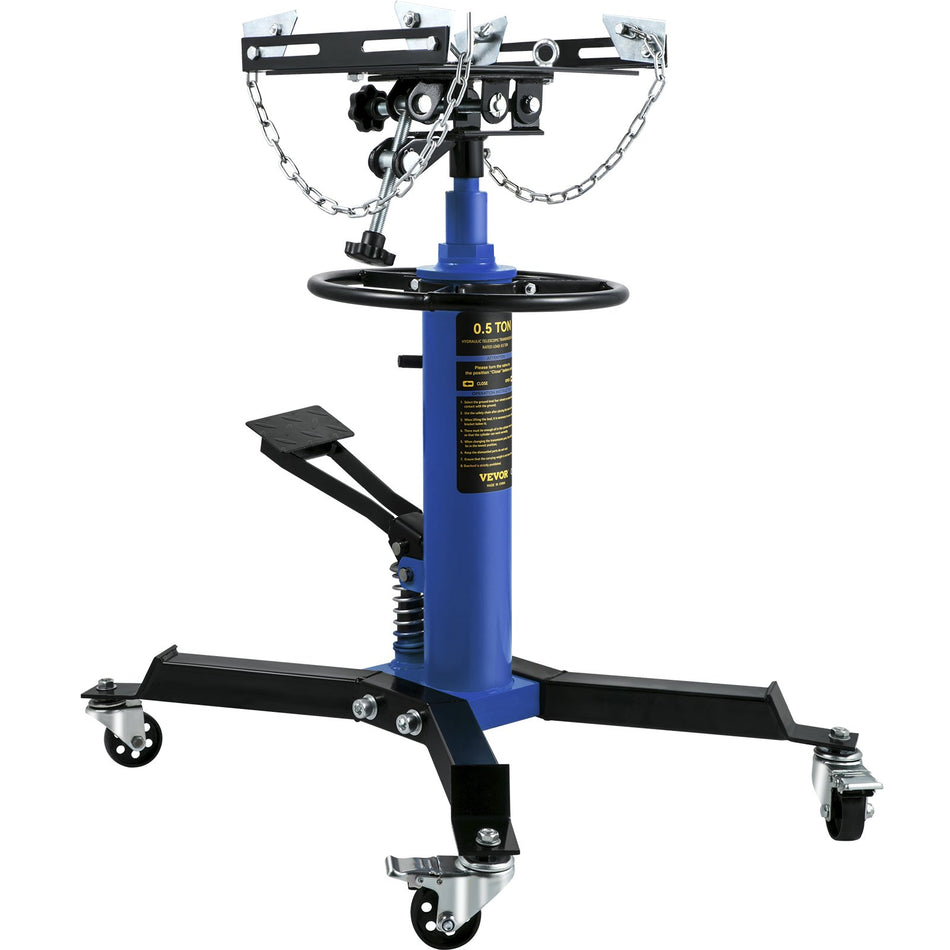 Transmission Jack12Ton1100Lbs Capacity Hydraulic Telescopic Transmission Jack 2 Stage Floor Jack Stand With Foot Pedal 360 Swivel Wheel Garageshop Lift Hoist Blue