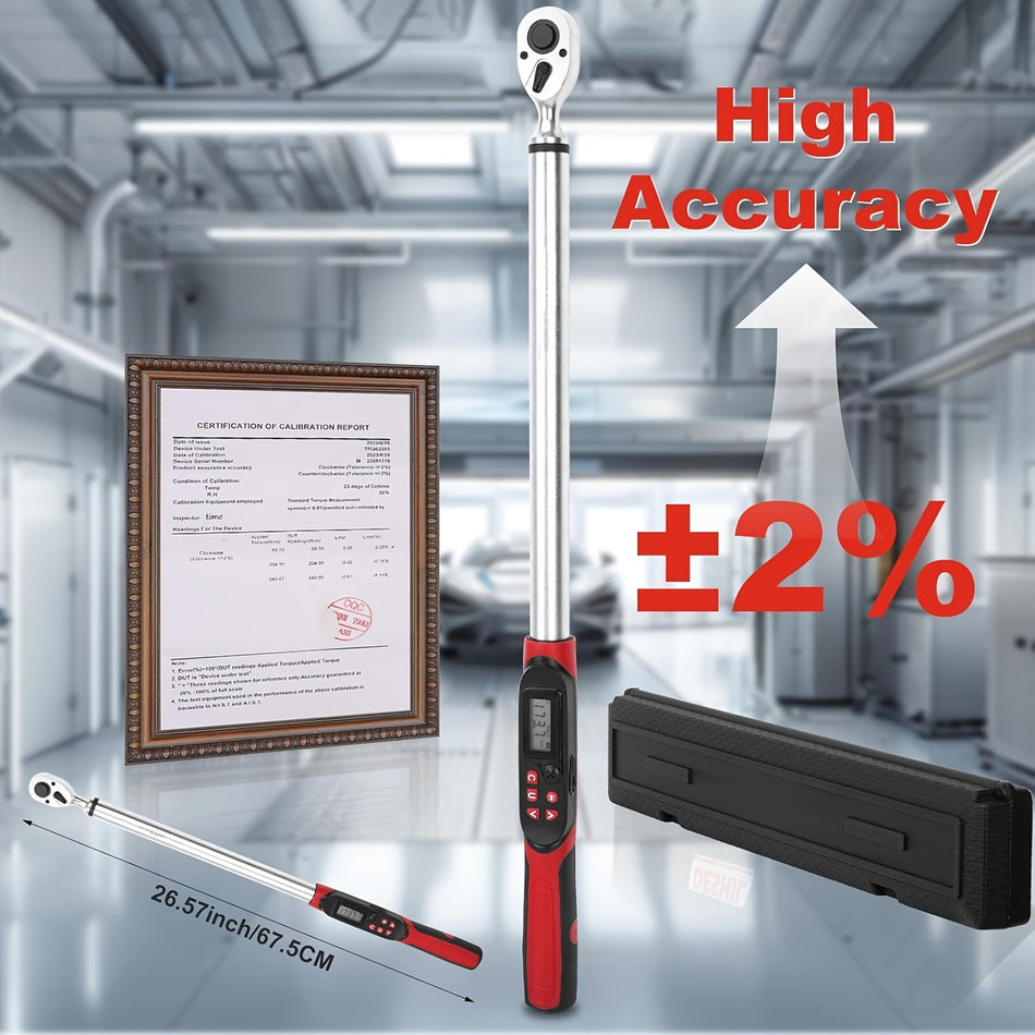 12 Inch Drive Digital Torque Spanner 125 2508 Ft Lb 17 340 Nm Electric Torque Spanner With Buzzer And Led Preset And Stored Data For Bikemotorcycleauto Repairs Accuracy 2 Cr V Steel