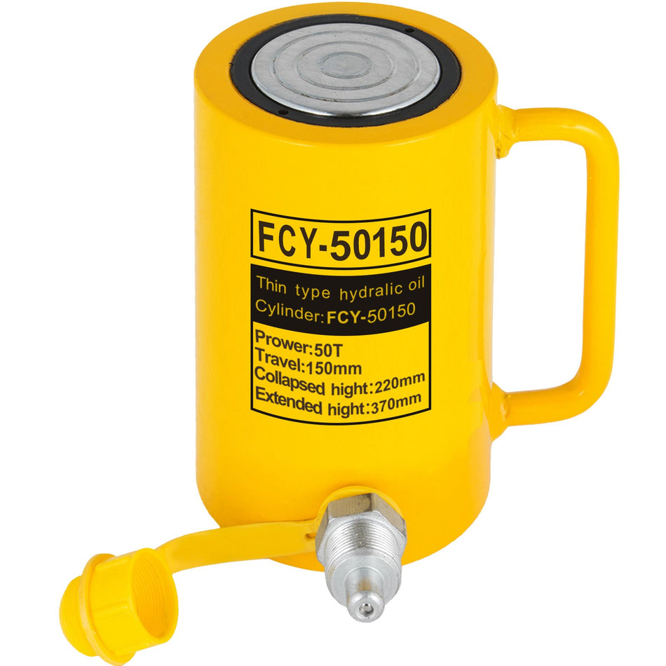 50T 6In Stroke Hydraulic Cylinder Jack Solid Single Acting Hydraulic Ram Cylinder 150Mm Hydraulic Lifting Cylinders For Bending Straightening And Pulling On Trucks Tractors And Heavy Equipm