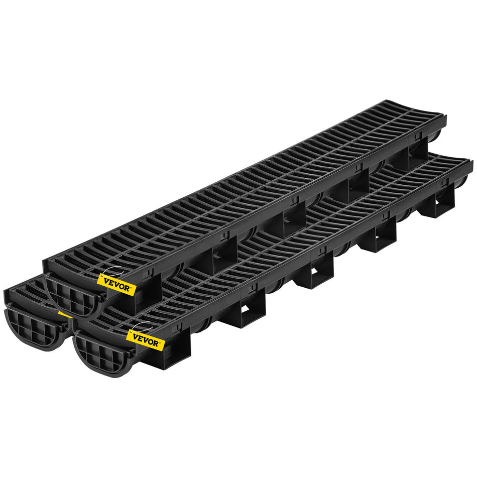 Trench Drain System 57X31X39 Inch Hdpe Drainage Trenchchannel Drain With Plastic Grate Black Plastic Garage Floor Drain 3X39 Trench Drain Grate For Garden Driveway 3 Pack