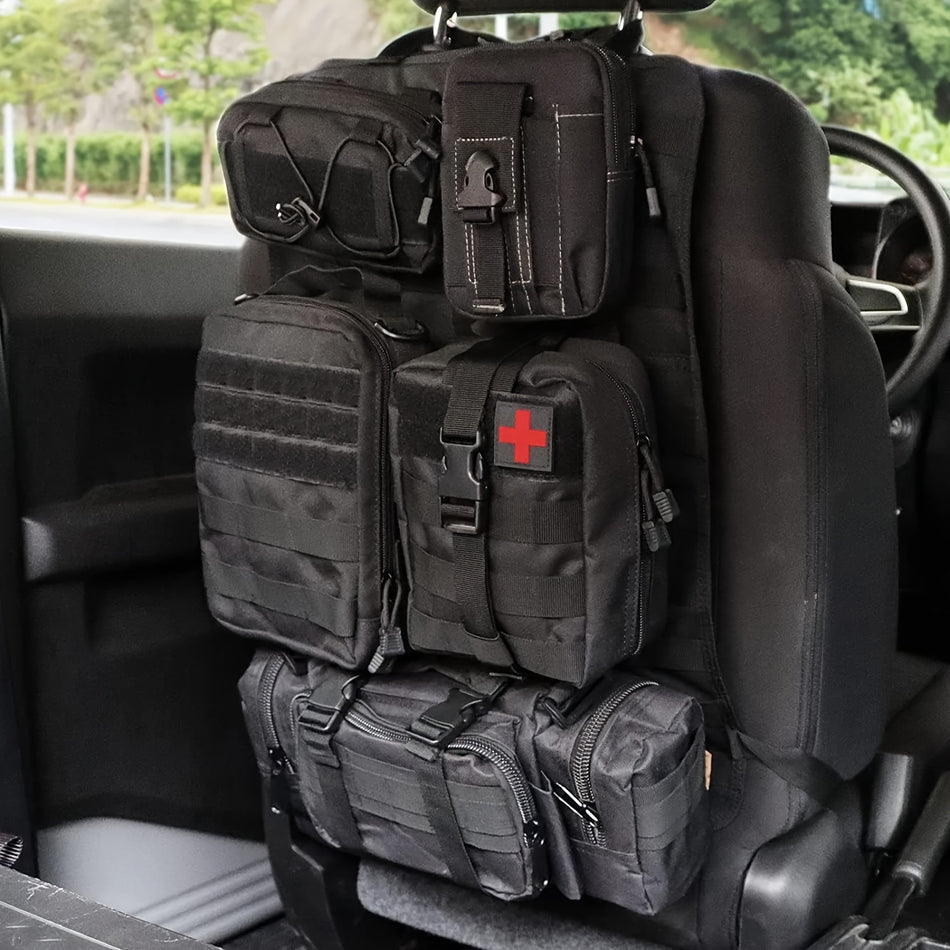 5 Detachable Tactical Car Seat Backrest Organizer Vehicle Panel Organizer With Removable Molle Pockets Medical Phone Pouch Universal Fit For Most Vehicles