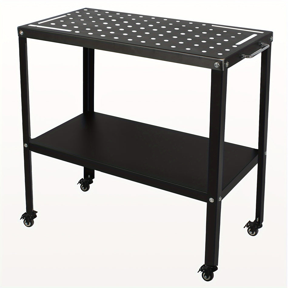 Welding Table Welding Cart 3618 1200Lbs Load Capacity Industrial Workbench With 58 Holes Fixture Table With Wheels Black