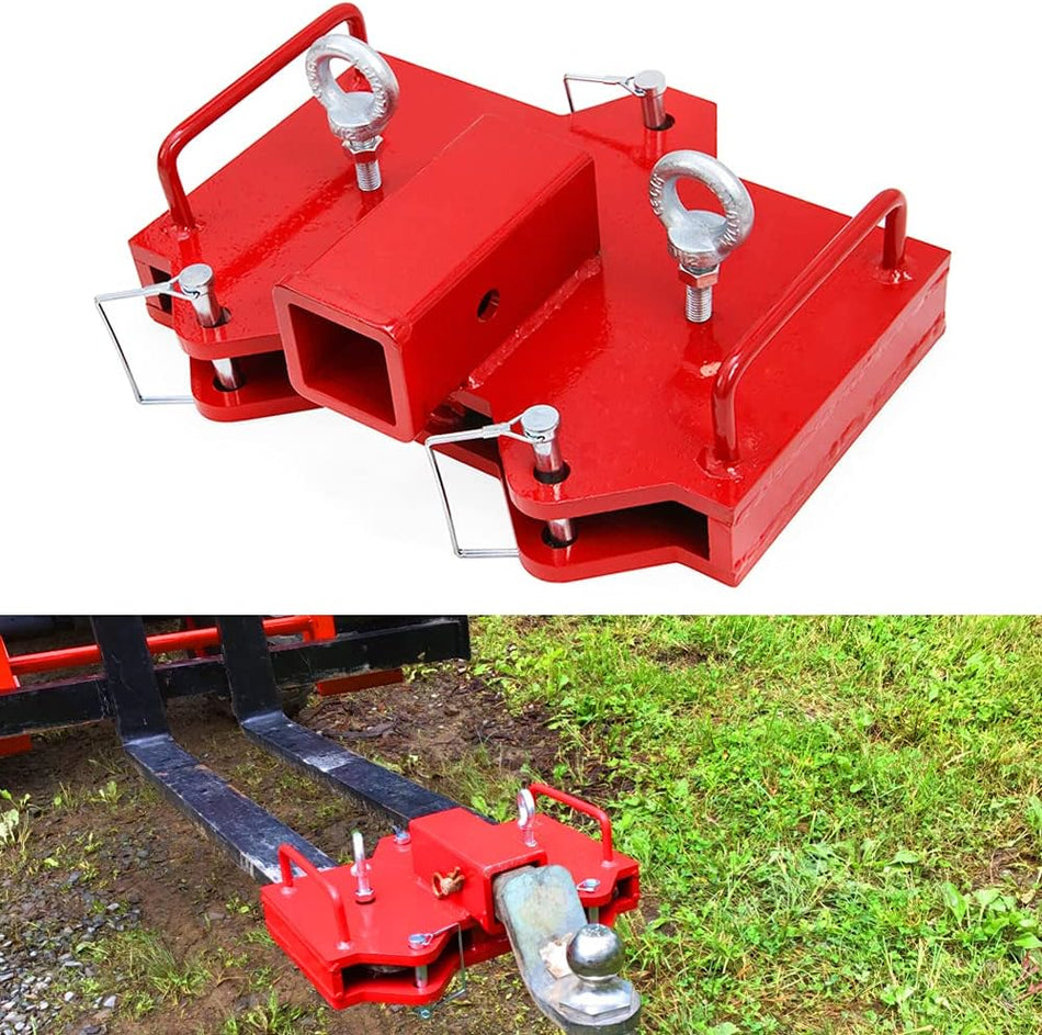 2 Trailer Hitch Receiver Forklift Towing Attachment Fit For Dual Pallet Forks