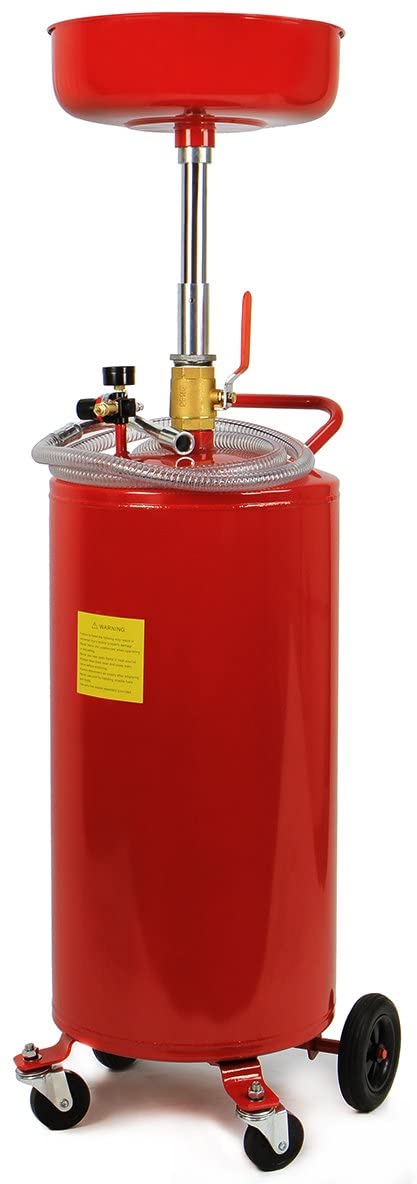 20 Gallon Portable Waste Oil Drain Tank Air Operated Drainage Adjustable Funnel