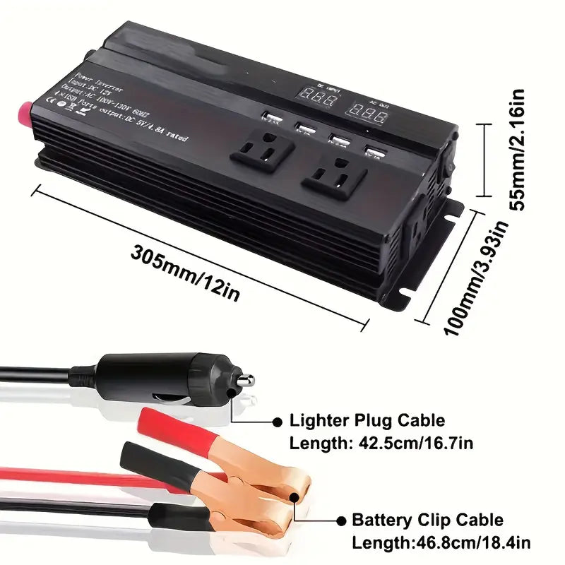 6000W Car Power Inverter Dc 12V To Ac 110V Modified Sine Wave Solar Converter Lcd Us