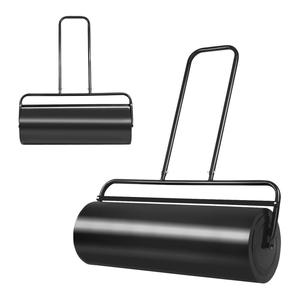 17 Gallon Steel Lawn Roller Watersand Filled Sod Roller Lawn Care Equipment With U Shaped Handle Heavy Duty Pushtow Behind Drum Lawn Roller For Garden Park Backyard Black