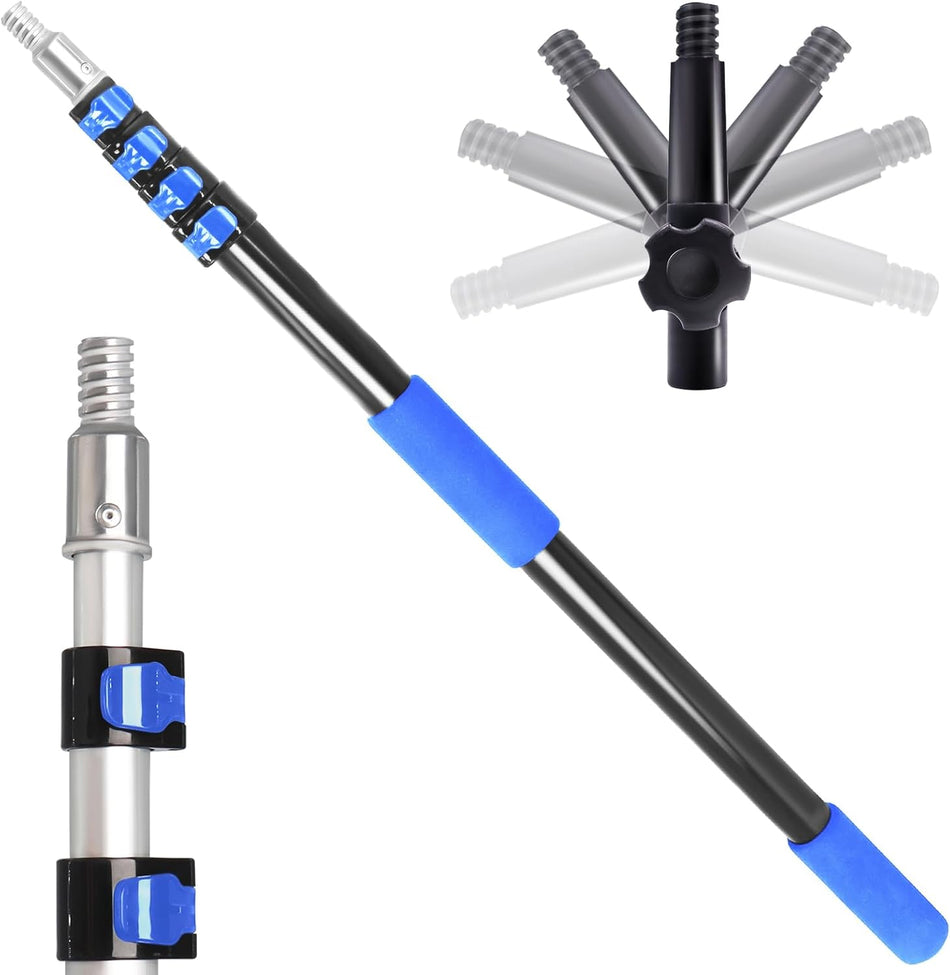 28Ft Reach Telescopic Extension Pole 5 20Ft Multi Purpose Extendable Pole With Universal Twist On Metal Tip Lightweight Sturdy Aluminum Paint Roller Extension Pole For Dusting Painting Cleaning