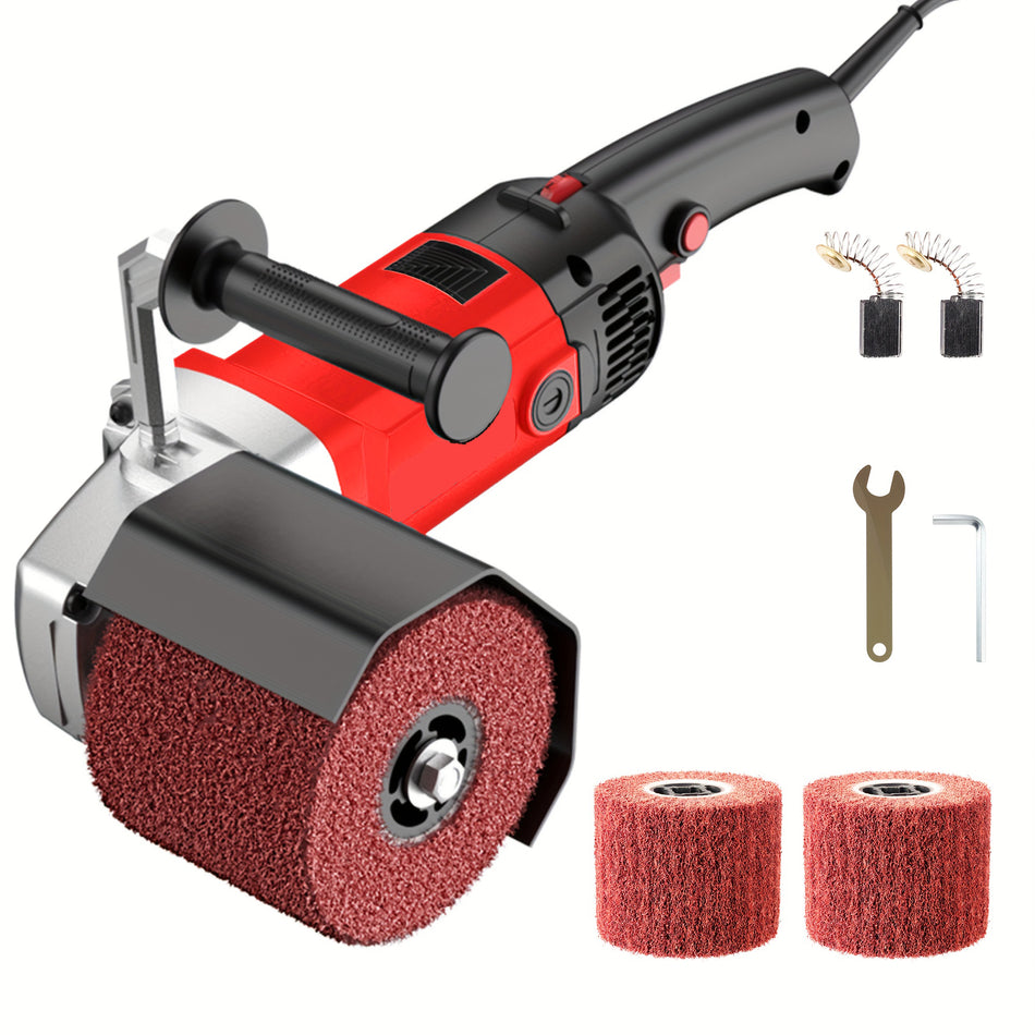 1400W Burnishing Polishing Machine 110V Handheld Electric Sander Polisher Kit Stainless Steel Polisher With 8 Speed Adjustable 500 3000Rmp For For Metal Stainless Steel Plastic Wood Red Color 2 Drawing Wheel