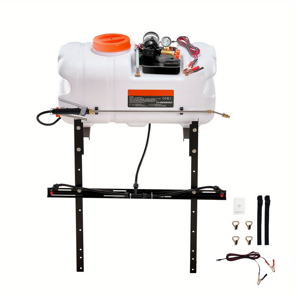 159 Gal Atv Spot Sprayer   12V Pump Broadcast Sprayer With Nozzle Boom 60L Water Tank 19 Gpm Flow Rate Adjustable 0 72 Psi 20Ft Hose White   Ideal For Farming And Urban Agriculture Sprayer Pump For Gardening