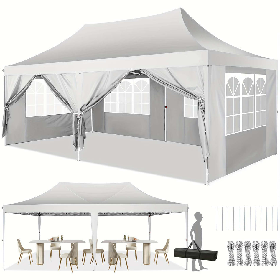 11811X23622Inch Pop Up Canopy With 6 Detachable Sides Outdoor Canopy Tent For Parties And Weddings Instant Sun Shelter With Upgraded Raised Roof And Carry Bag Sun Shelter For Beach And Outdoor Camping White Color