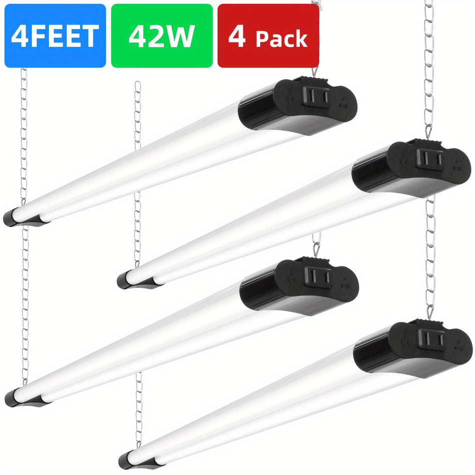 4 Pack 42W Double Tube Light Fixture Led Shop Light For Garage Or Shop 6500K 4400Lm T8 Ul Listed For Double Ended Connections