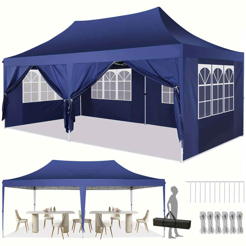 11811X23622Inch Pop Up Canopy With 6 Detachable Sides Outdoor Canopy Tent For Parties And Weddings Instant Sun Shelter With Upgraded Raised Roof And Carry Bag Sun Shelter For Beach And Outdoor Camping Deep Blue Color