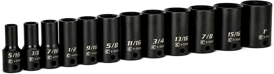 38 In Drive Semi Deep Impact Sockets Set Sae 516 To 1 In 12 Piece