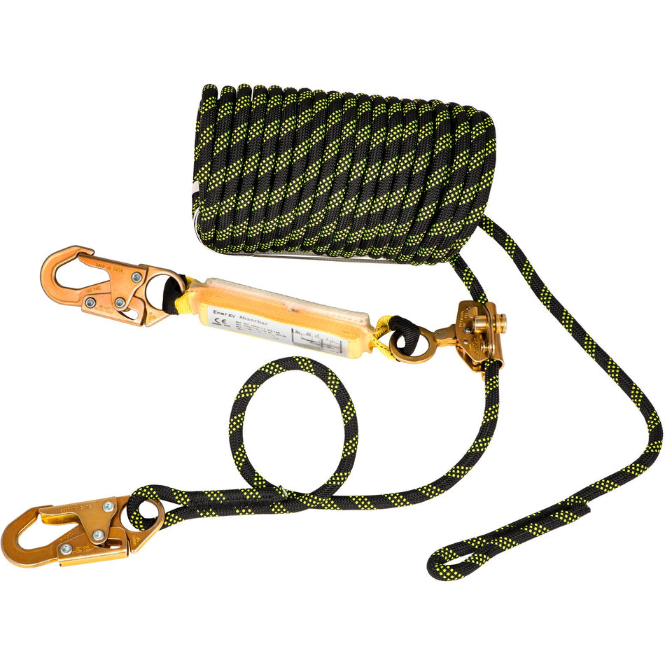 Vertical Lifeline Assembly 50 Ft Fall Protection Rope Polyester Roofing Rope Ce Compliant Fall Arrest Protection Equipment With Alloy Steel Rope Grab Two Snap Hooks Shock Absorber