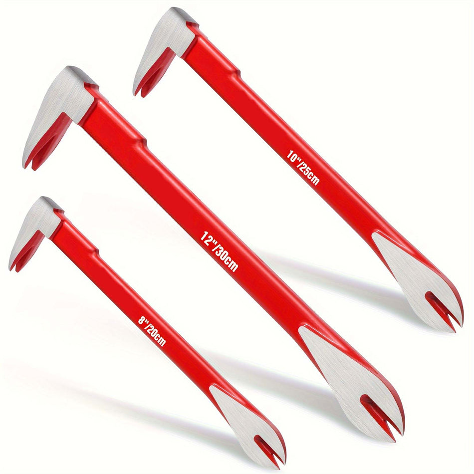 3Pcs High Carbon Steel Heavy Duty Nail Puller Set   12 10 8 Cats Paw Pry Bars For Home Renovation Woodworking