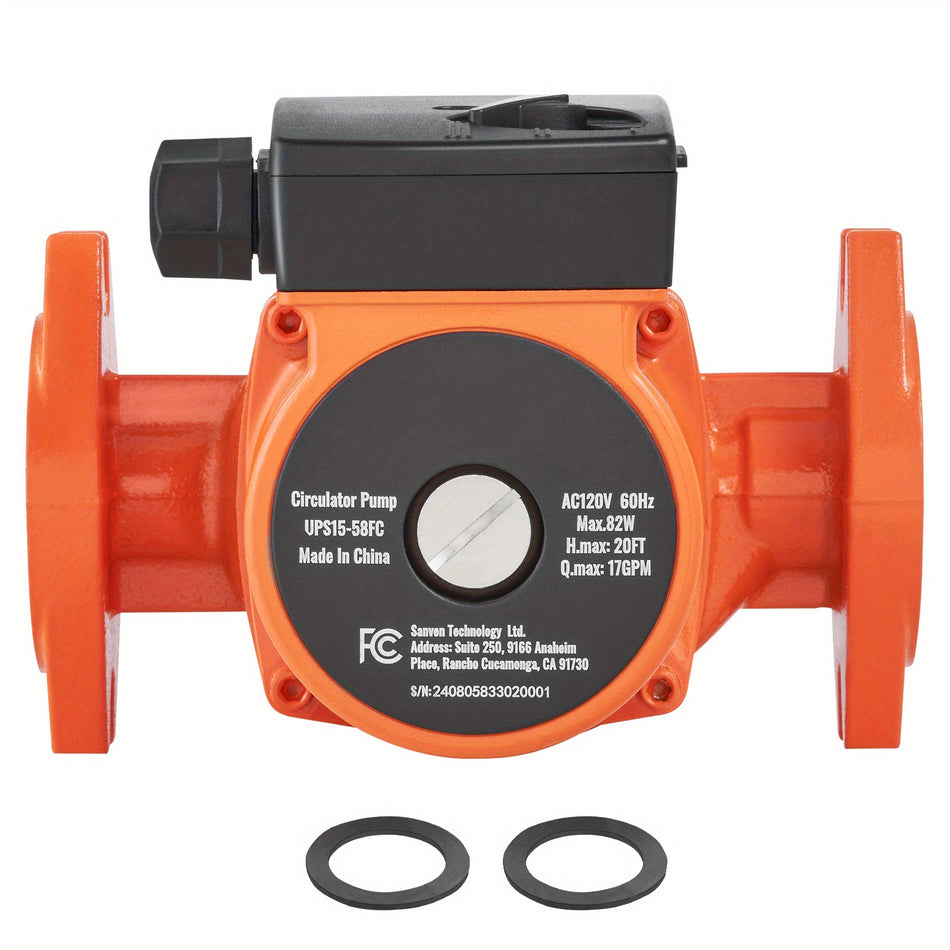 Ups15 58Fc Hot Water Recirculating Pump 110V 82W 17 Gpm 20Ft 1 Npt Flange 3 Speed Quiet For Home Water Heater