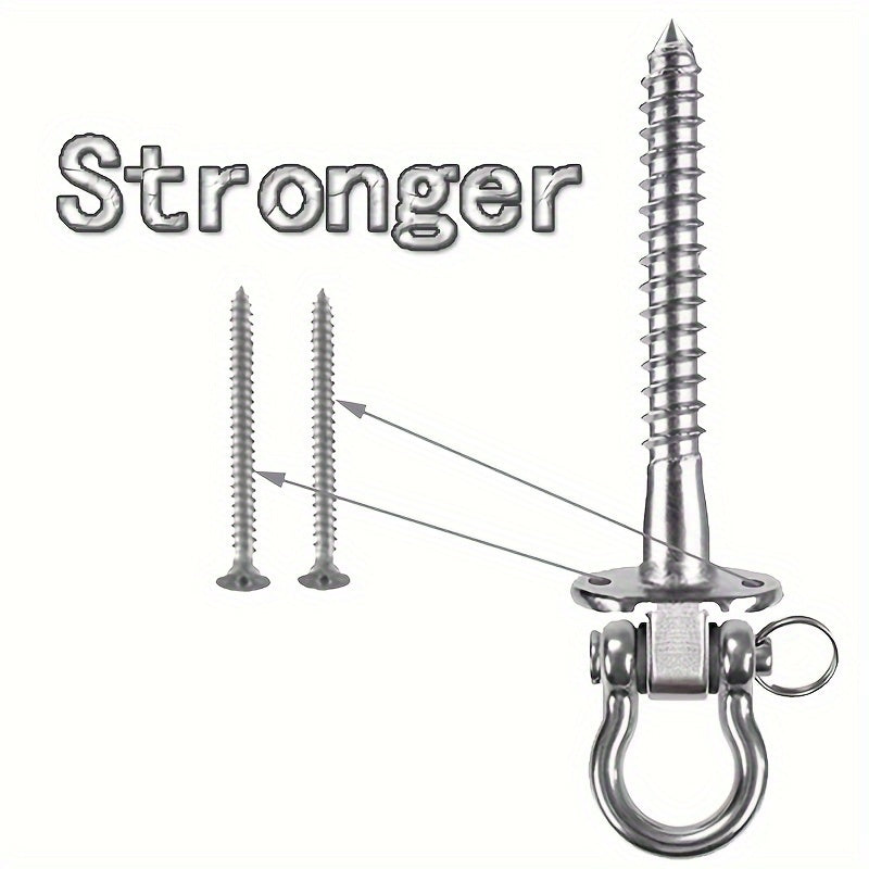 6Pcs2Pcs Swing Hangers Swing Set Hooks Stainless Steel Hammock Hooks For Porch Swing Hammock Chair Heavy Bag Yoga Silk Suspension Straps Gymnastics Rings The New Style Is More Reliable